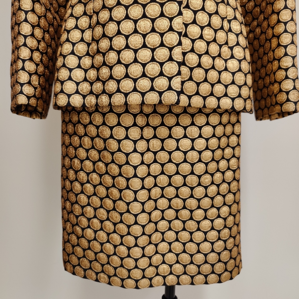 GIVENCHY NOUVELLE BOUTIQUE Gold Metallic Circle Jacket and skirt set - Picture 6 of 10